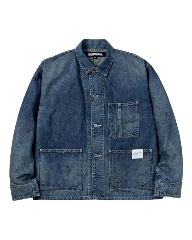 Neighborhood Jeansjacke mit Farbklecks-Print - Blau Blau