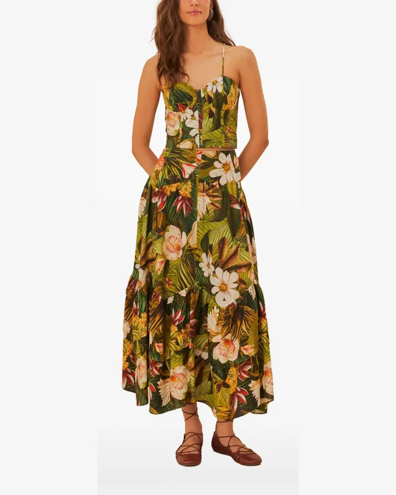 FARM Rio Cropped-Top mit Botanical Forest-Print - Grün Grün