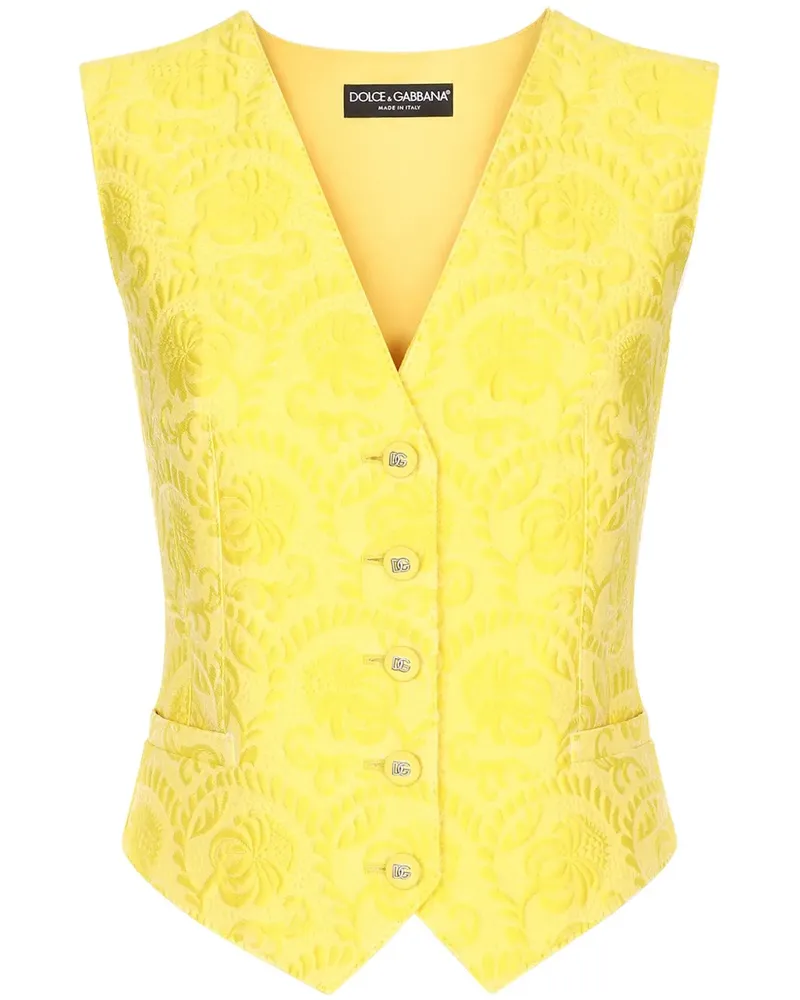 Dolce & Gabbana Jacquard-Weste - Gelb Gelb