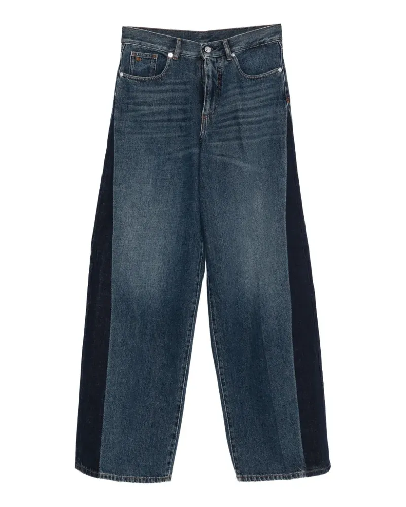nine:inthe:morning Zweifarbige Gea Jeans mit weitem Bein - Blau Blau