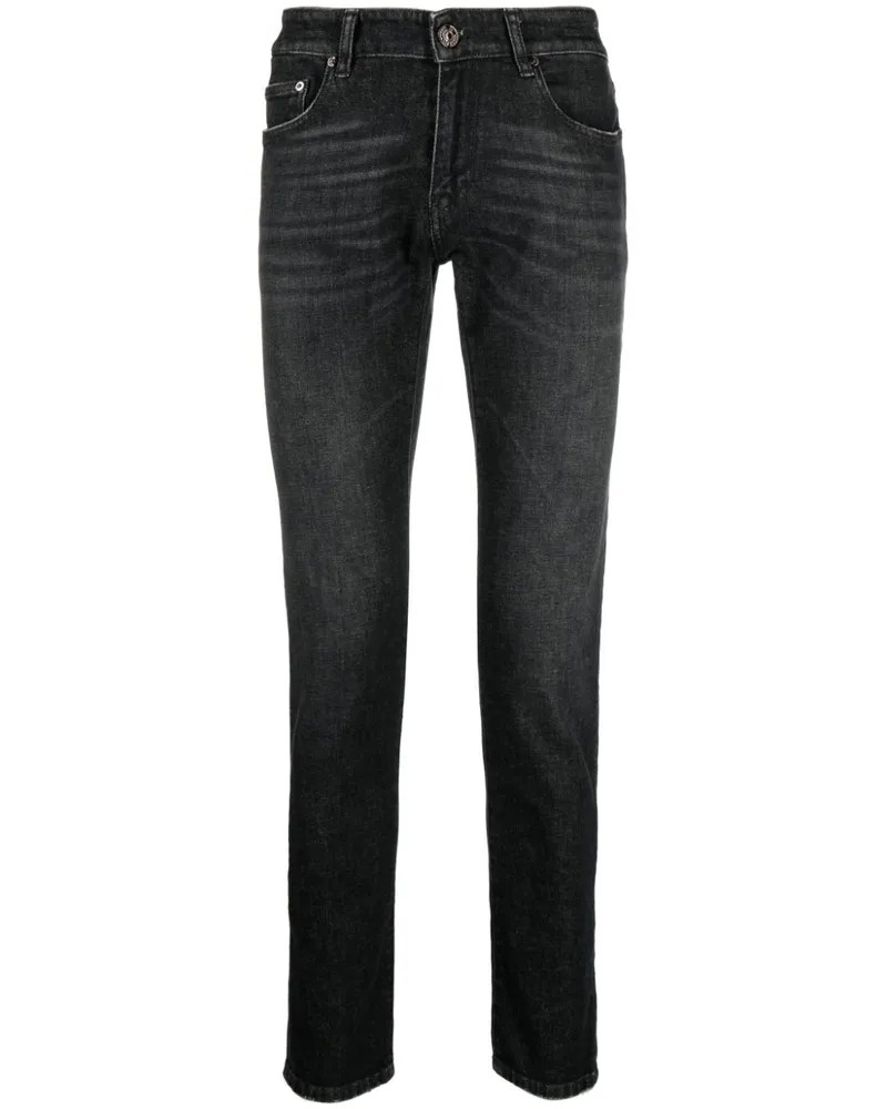 PT TORINO Skinny-Jeans mit Logo-Patch - Schwarz Schwarz