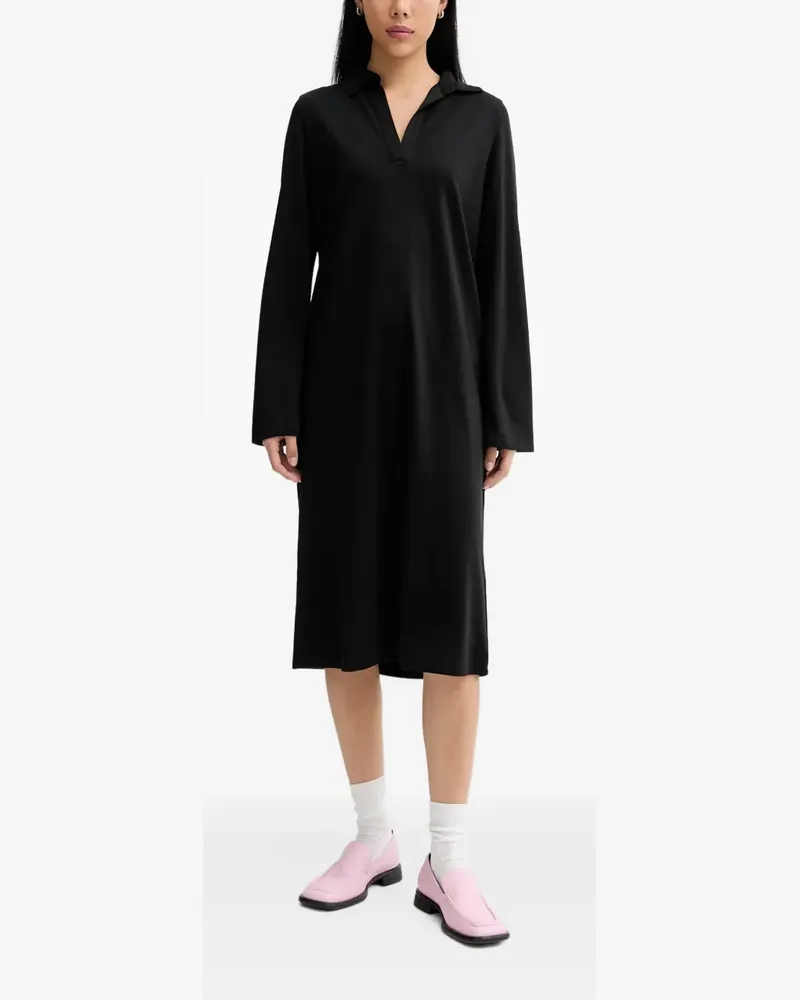 Marc O'Polo long-sleeve polo-collar midi dress - Schwarz Schwarz