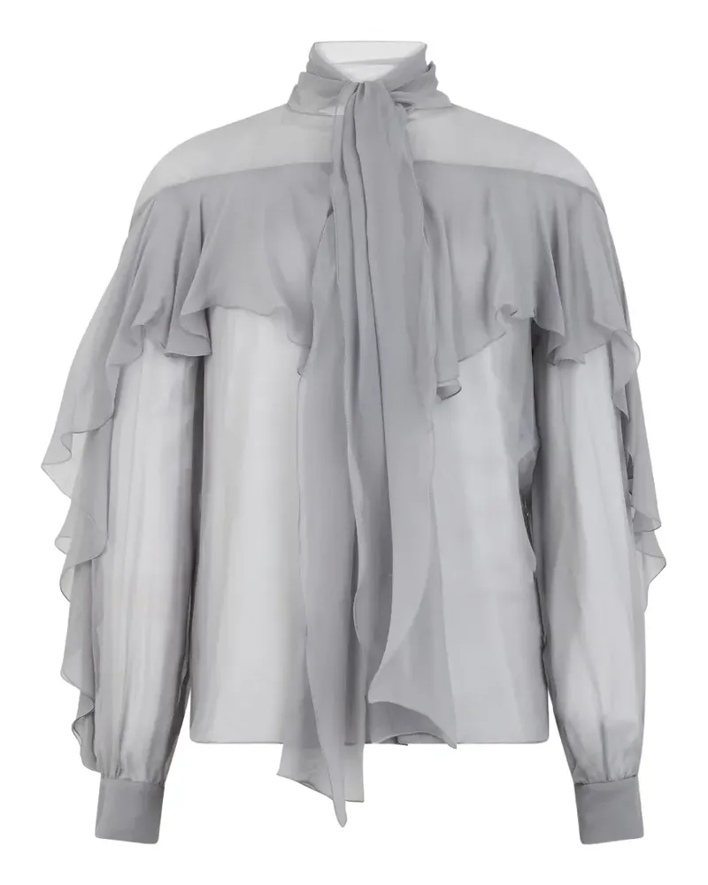 Alberta Ferretti Bluse mit Rüschendetail - Grau Grau