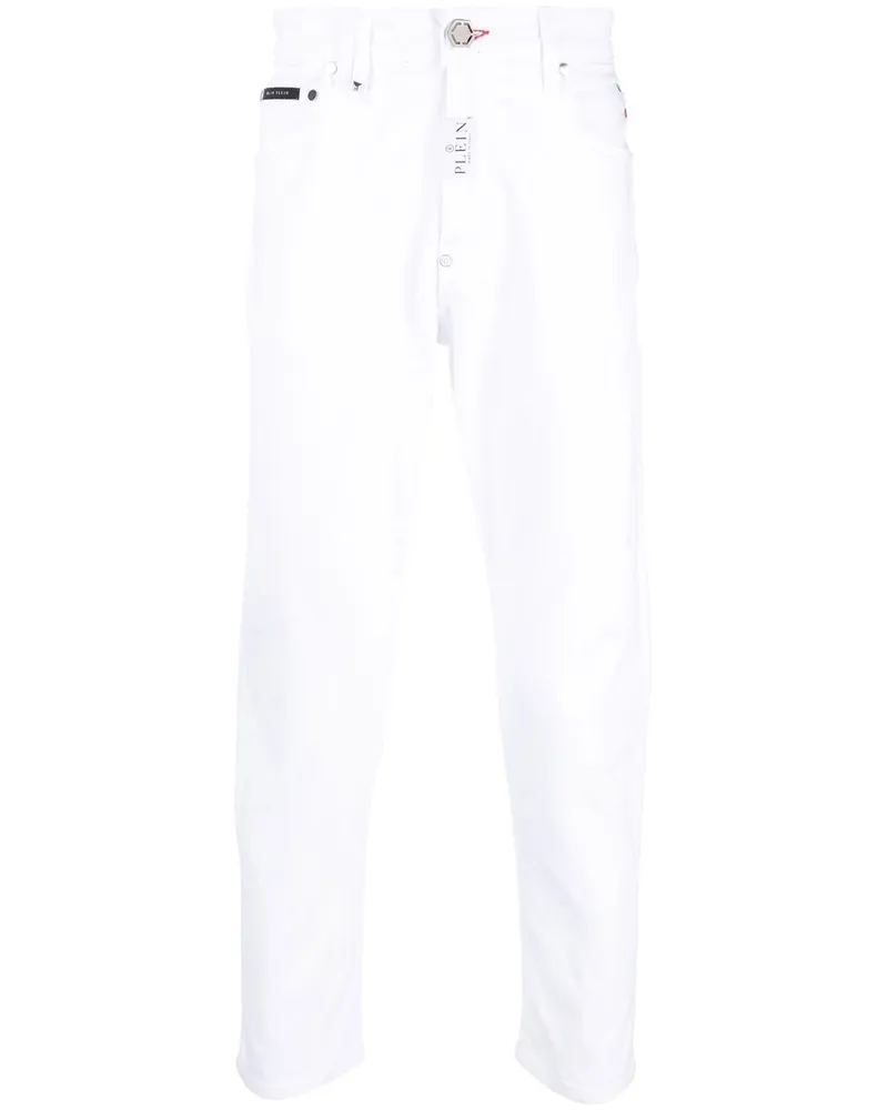 Philipp Plein Halbhohe Straight-Leg-Jeans - Weiß Weiß