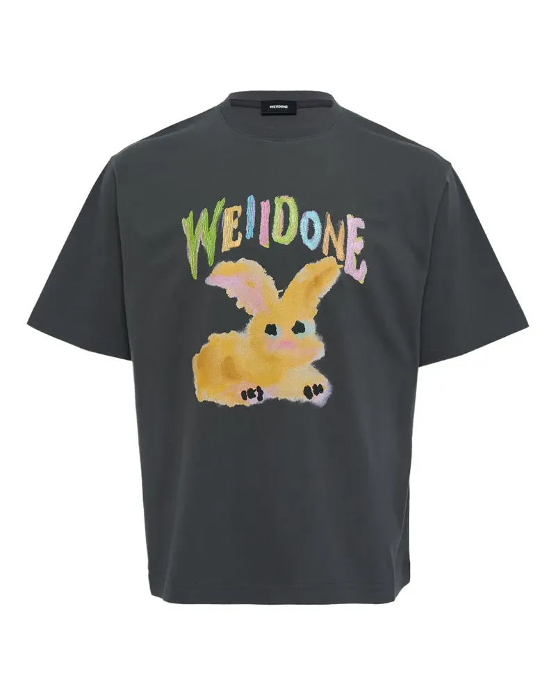 WE 11 DONE T-Shirt mit Hasenprint - Grau Grau