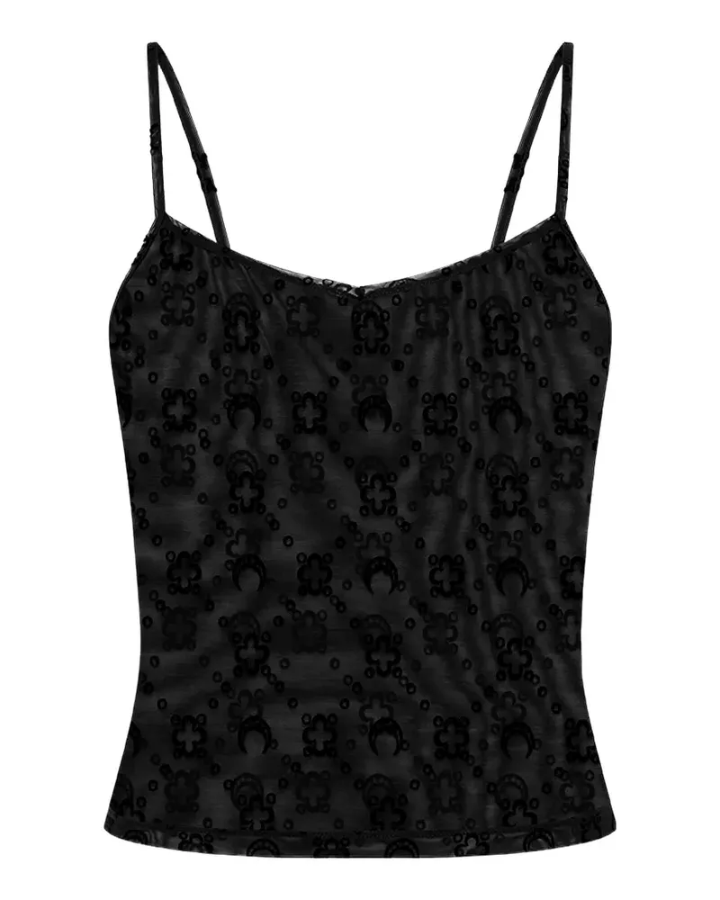 Marine Serre moonogram mesh straps top - Schwarz Schwarz