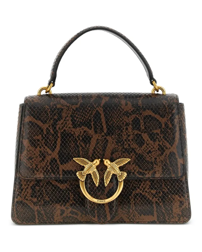 Pinko Mittelgroße Love One Light Handtasche mit Pythonprint - Braun Braun