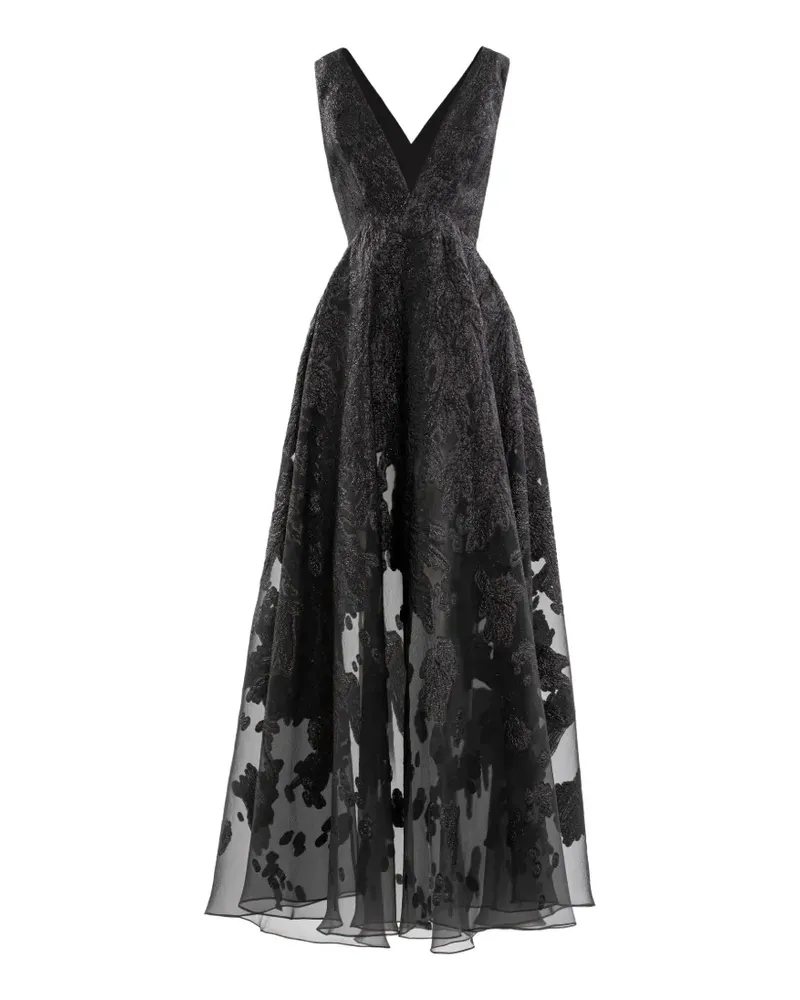 Saiid Kobeisy brocade V-neck maxi dress - Schwarz Schwarz