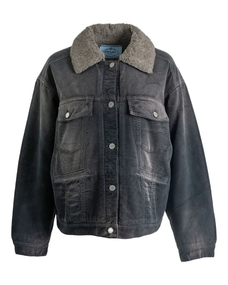 Prada Cordjacke mit Kontrastkragen - Schwarz Schwarz