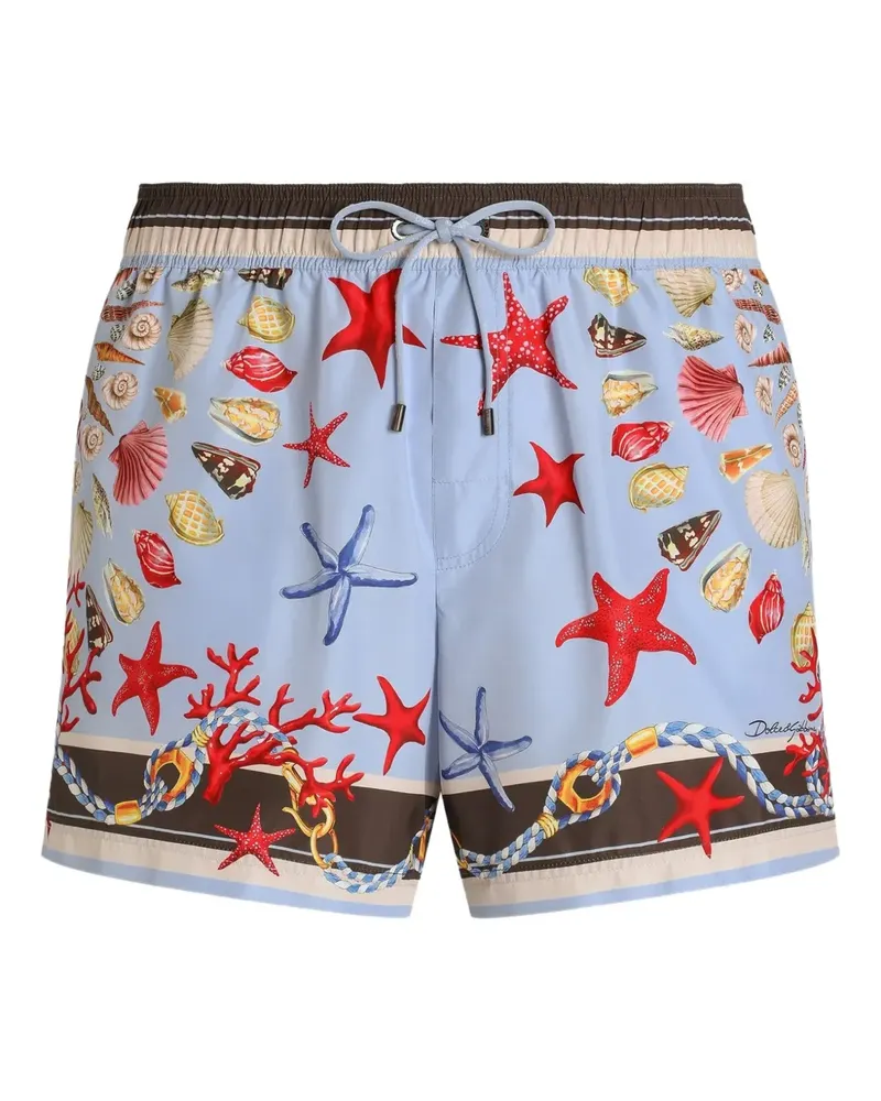 Dolce & Gabbana Badeshorts mit Muschel-Print - Blau Blau