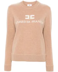 Elisabetta Franchi Pullover mit Kontrast-Logo Braun