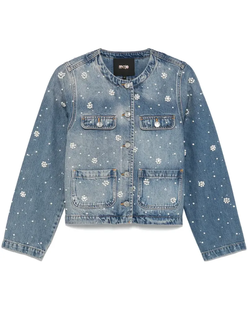 Maje Jeansjacke mit Kristallen - Blau Blau