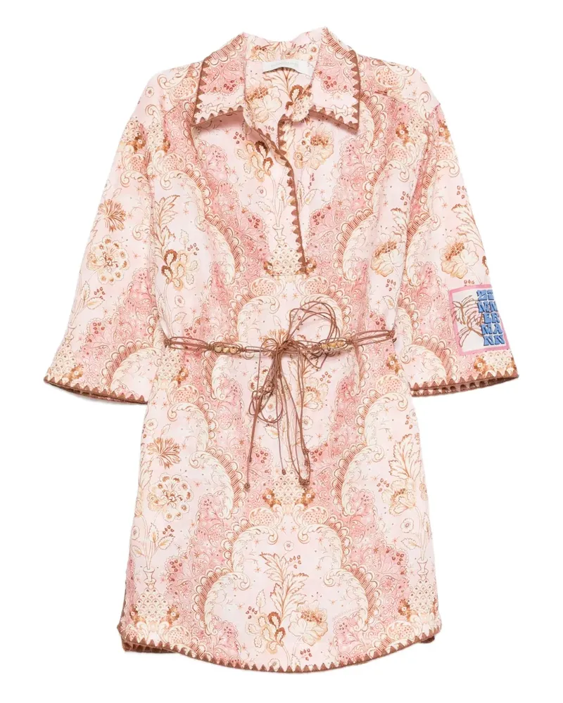 Zimmermann Daylight floral belted mini dress - Rosa Rosa