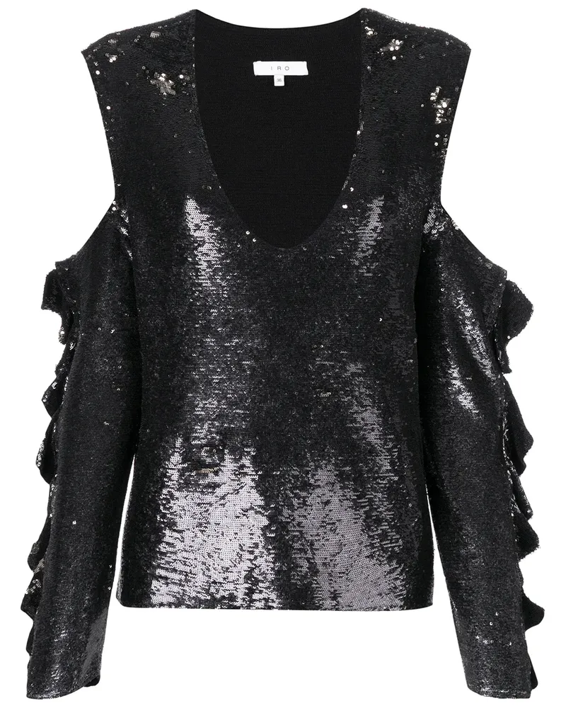 IRO Paillettenoberteil mit Cut-Outs - Schwarz Schwarz