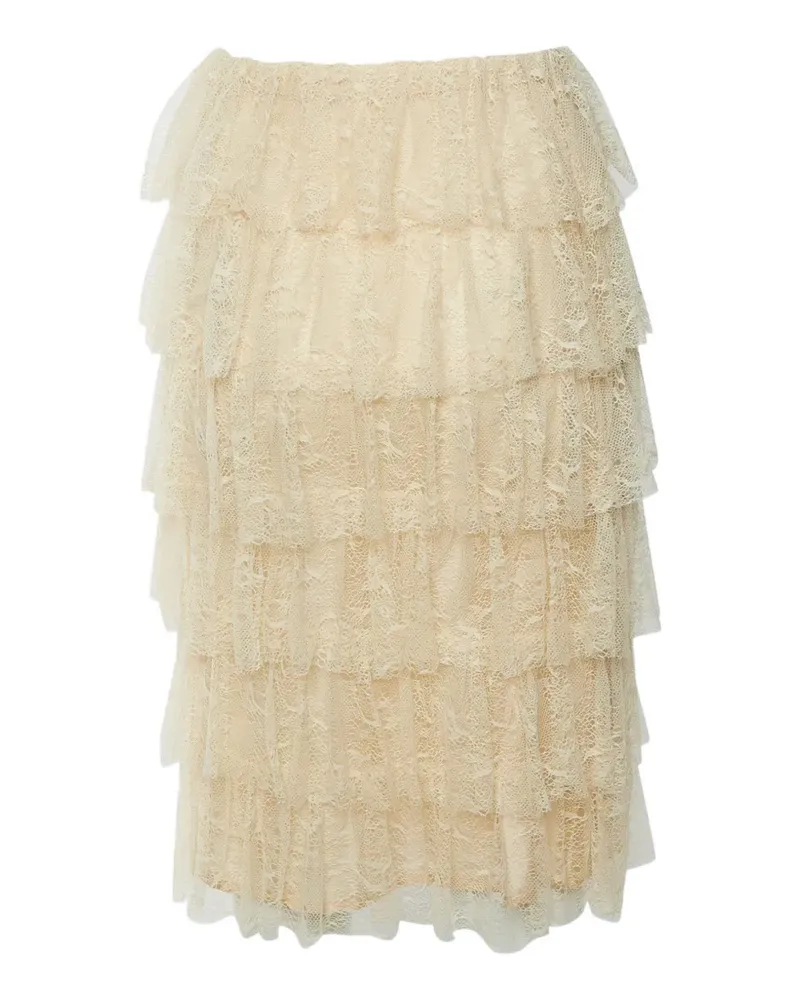 Maje Tresse tiered midi skirt - Nude Nude