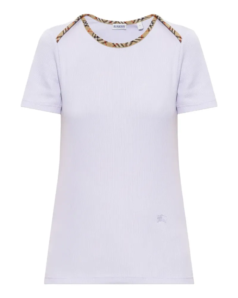 Burberry T-Shirt mit kariertem Besatz - Violett Violett
