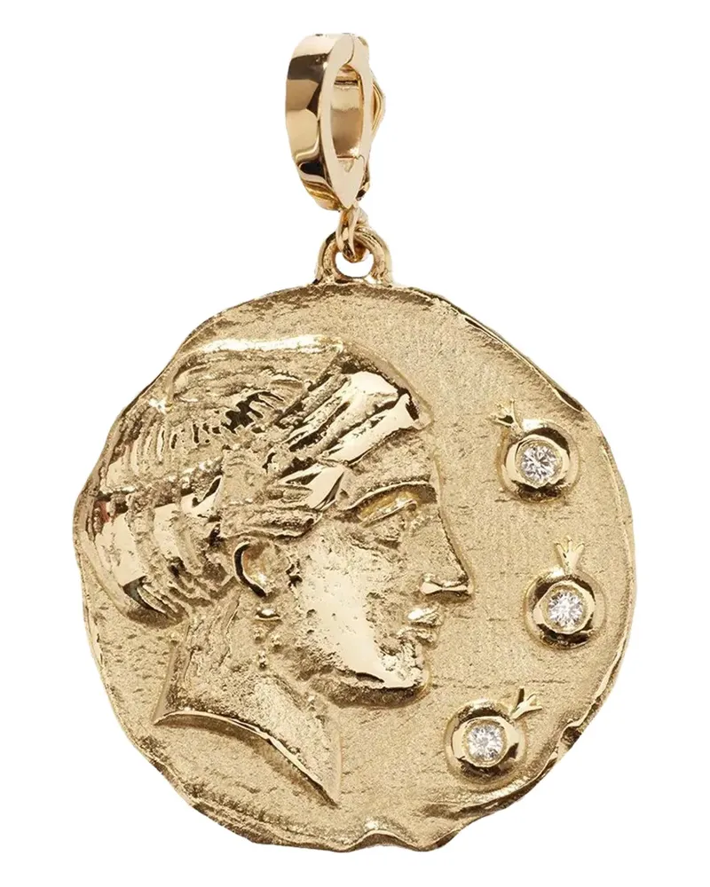 AZLEE 18kt Goddess of Mothers Gelbgoldhalskette mit Diamanten Gold