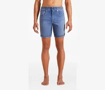 Jeans-Shorts mit Tropical Turtles-Print - Blau