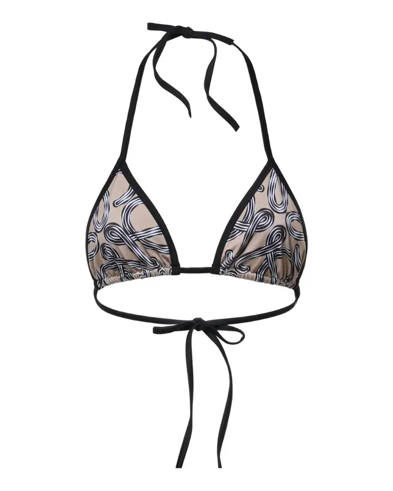 Loewe graphic-print triangle bikini top - Nude Nude