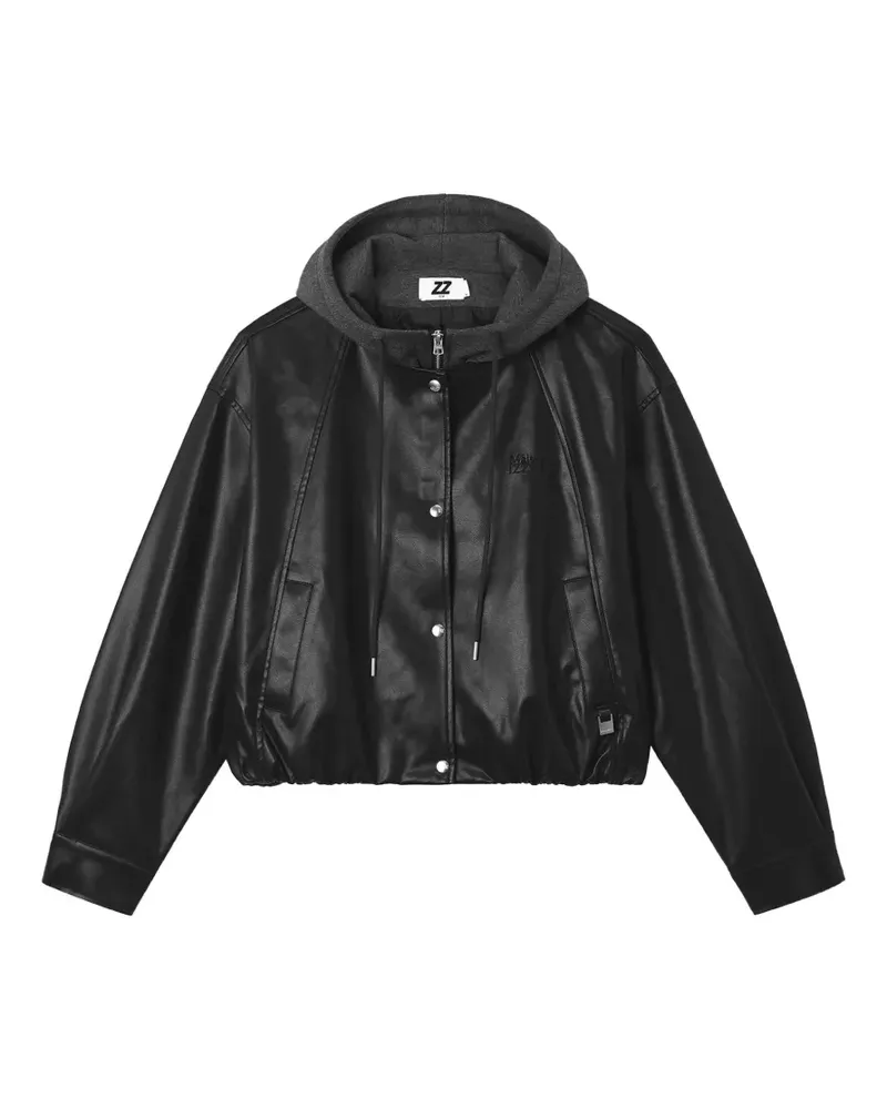 Izzue Kapuzenjacke mit Logo-Stickerei - Schwarz Schwarz