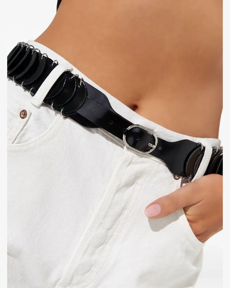 Paco Rabanne leather metal-detail belt - Schwarz Schwarz