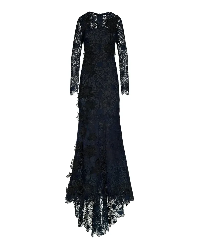 Oscar de la Renta corded botanical guipure gown maxi dress - Blau Blau