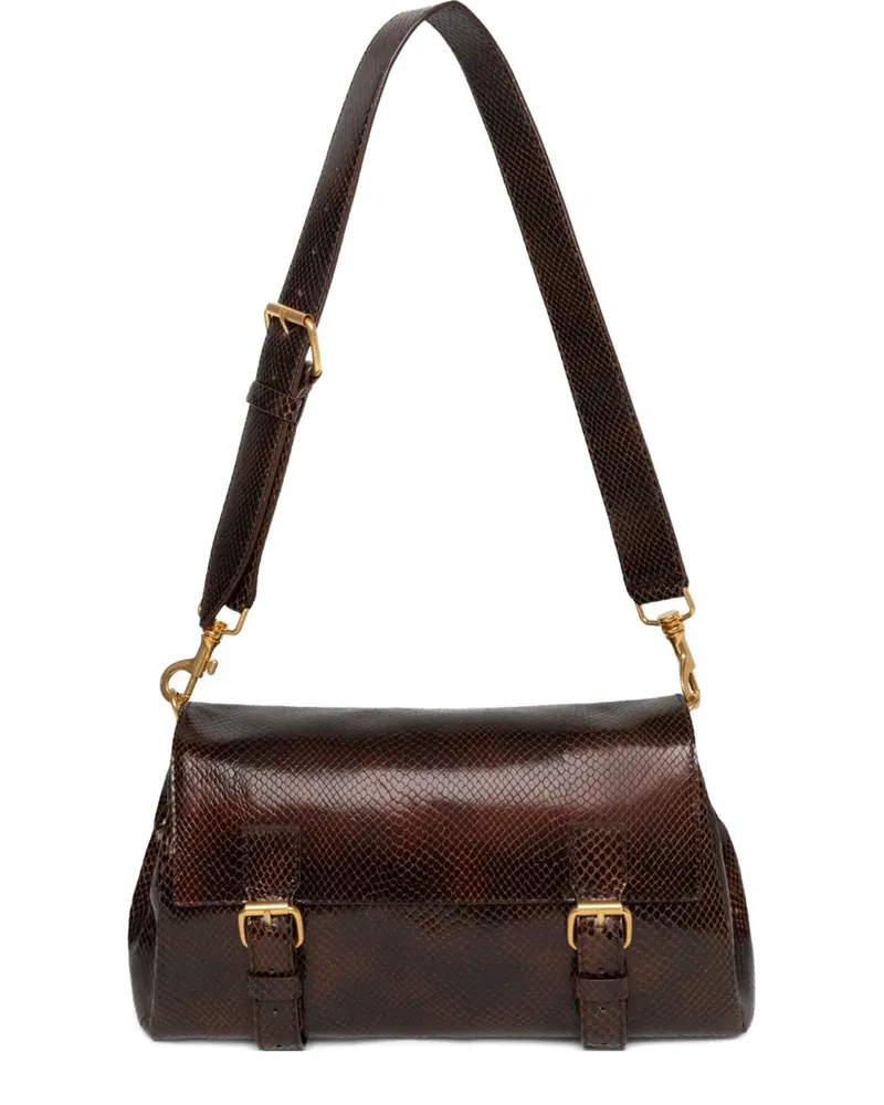 Dries van Noten Satchel-Tasche mit Schlangenmuster - Braun Braun