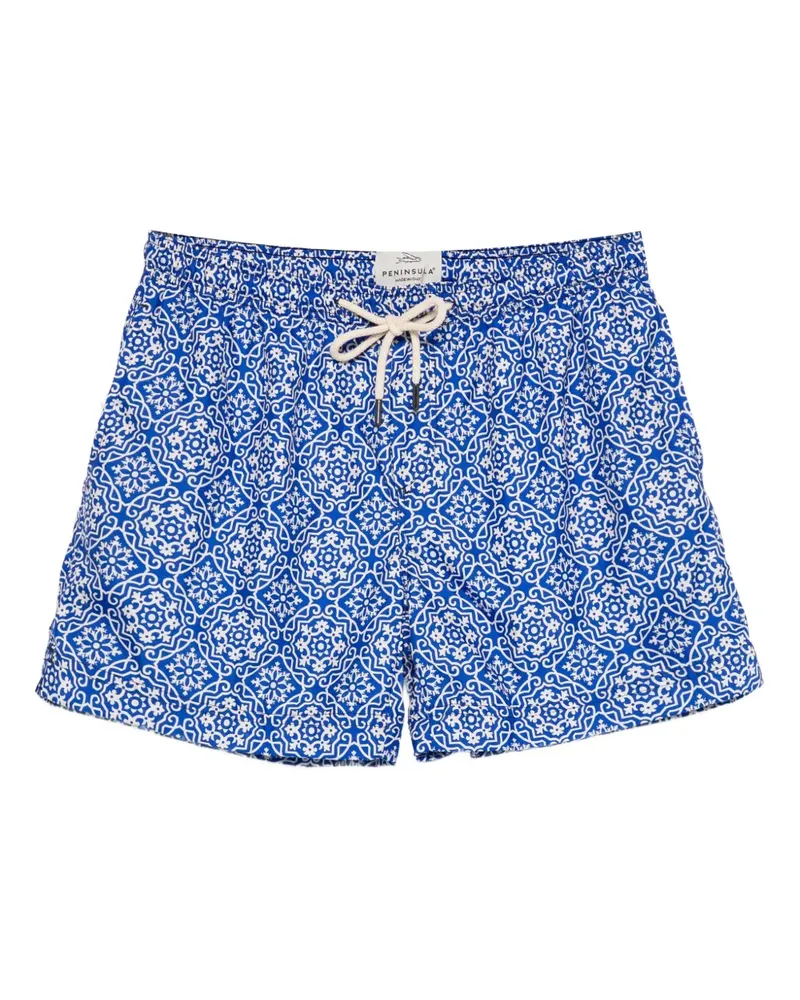 PENINSULA Gemusterte Badeshorts mit Kordelzug - Blau Blau