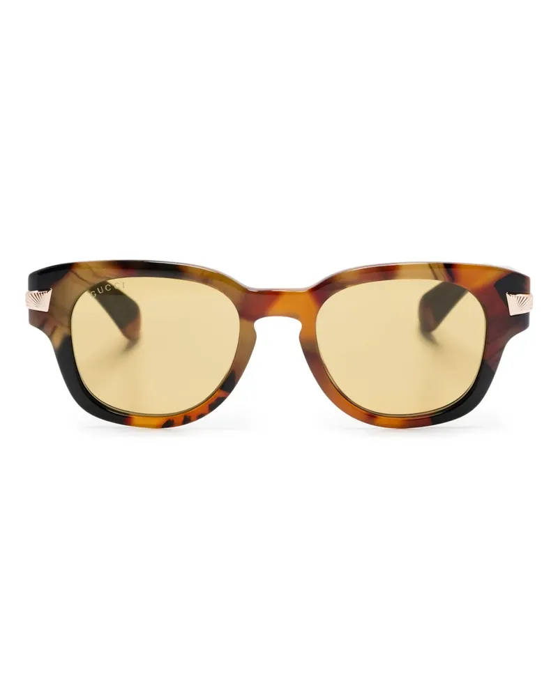 Gucci Sonnenbrille mit ovalem Gestell - Braun Braun
