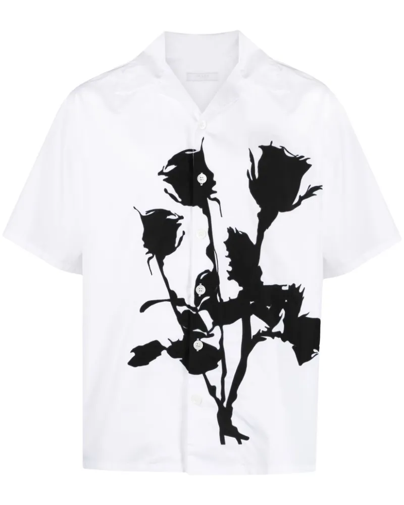 Prada Popeline-Hemd mit Blumen-Print - Weiß Weiß