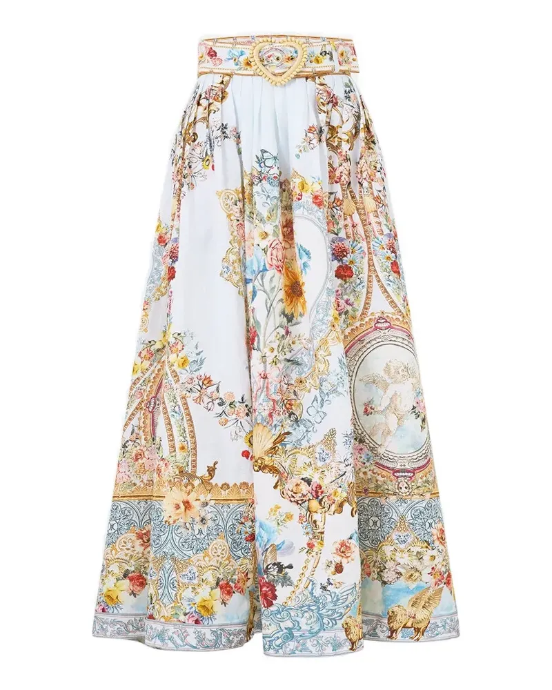 Camilla Seville Sweetheart belted midi skirt - Blau Blau