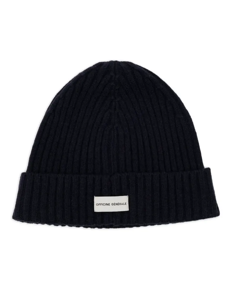 Officine Generale Gerippte Beanie - Blau Blau
