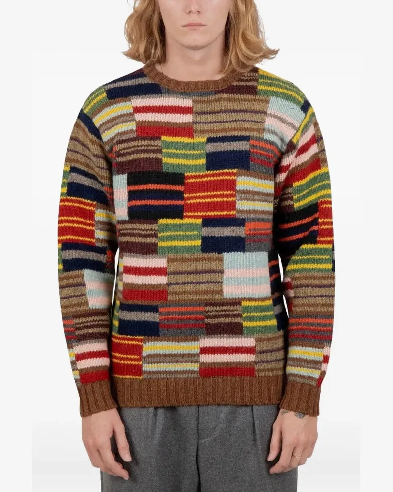 Beams Plus Patchwork-Pullover - Schwarz Schwarz
