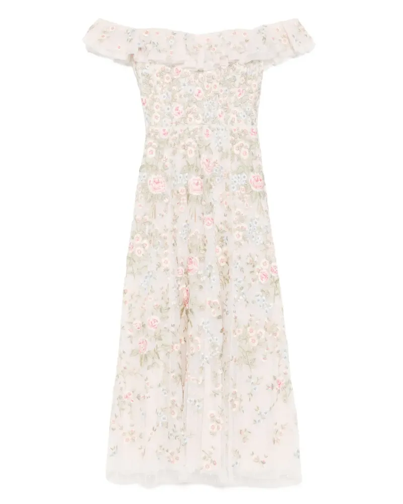 Needle & Thread Kleid mit Blumenstickerei - Nude Nude