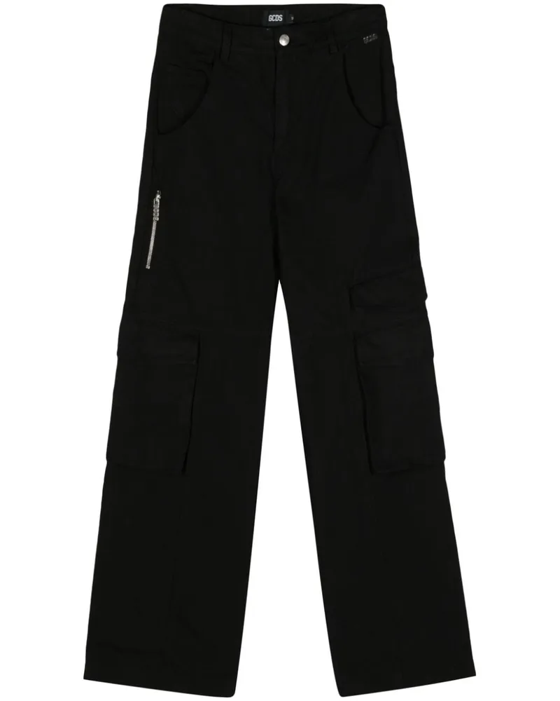 GCDS Weite Ultracargo Tweed-Hose - Schwarz Schwarz