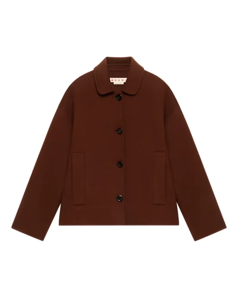 Marni single-breasted logo-embroidered jacket - Braun Braun