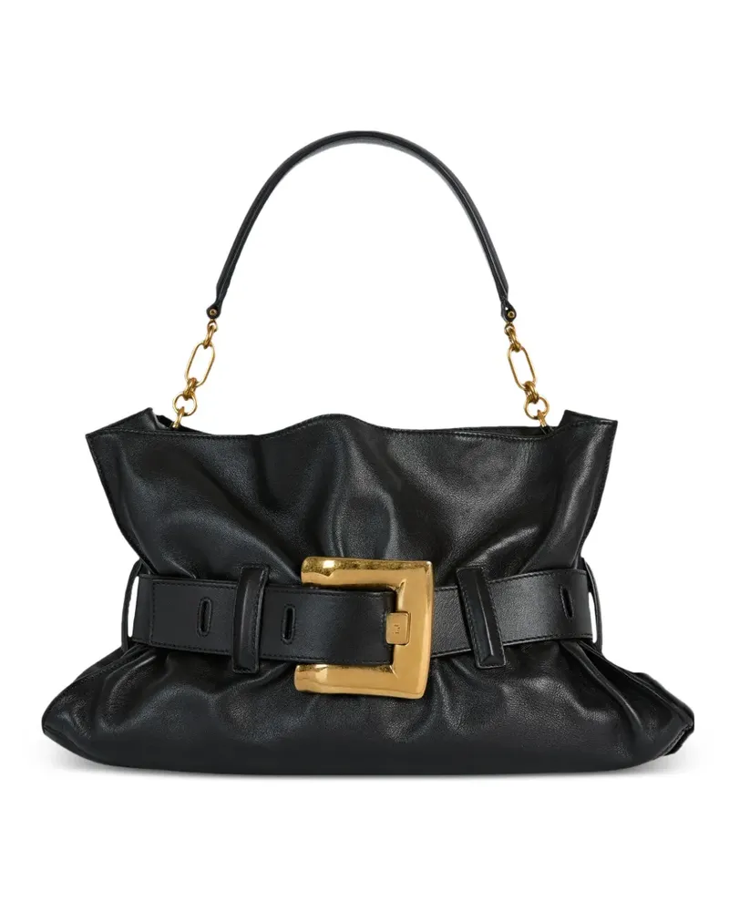Balmain Mittelgroße Anthem Tasche aus glattem Leder - Schwarz Schwarz