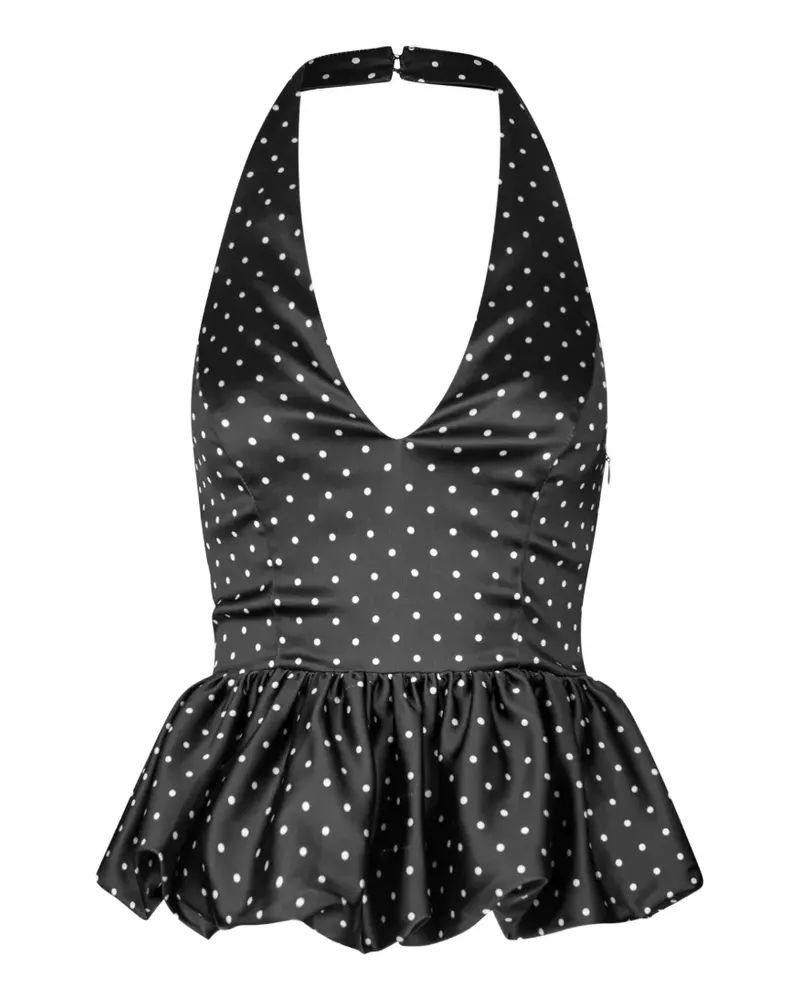 ROTATE Birger Christensen Neckholder-Top aus Satin - Schwarz Schwarz