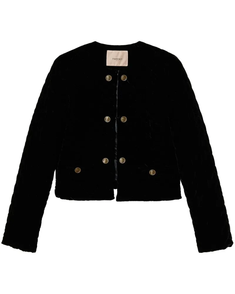 Twin-Set Cropped-Samtjacke - Schwarz Schwarz