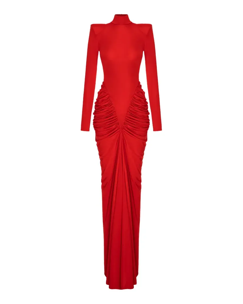 V:PM ATELIER Adwa padded-shoulder ruched maxi dress - Rot Rot