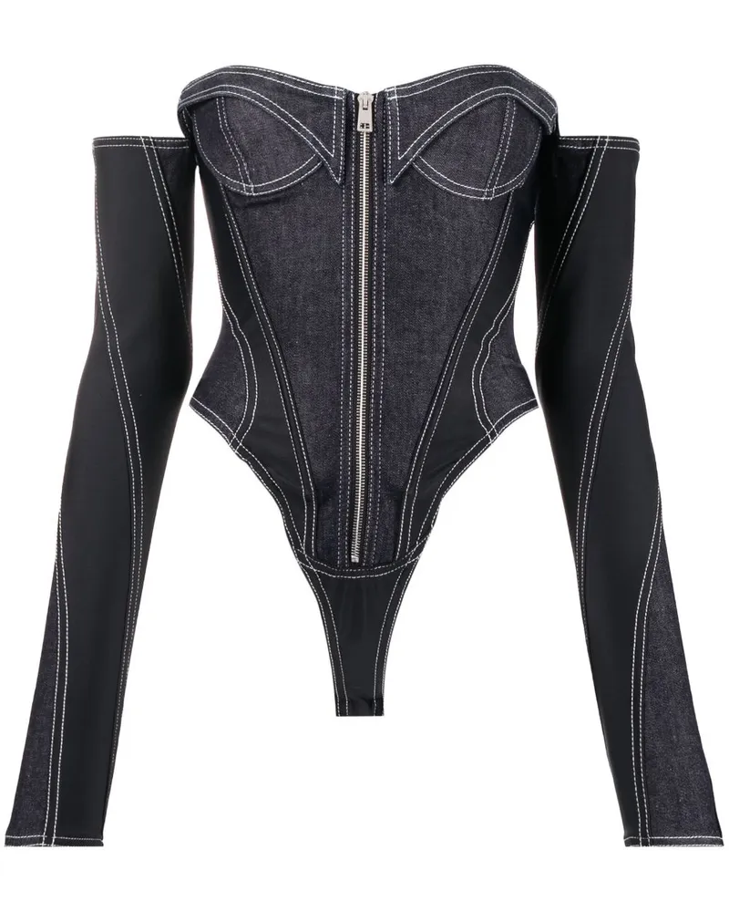 Thierry Mugler Jeans-Body im Corsage-Look Blau