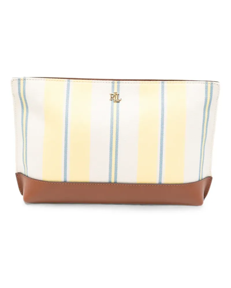 Ralph Lauren Gestreifte Clutch mit Lederbesatz - Nude Nude