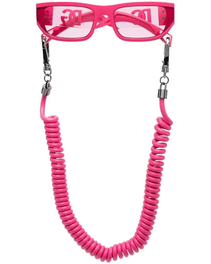 Dolce & Gabbana Eckige Sonnenbrille mit Logo - Rosa Rosa