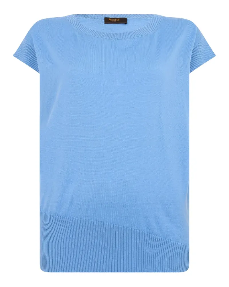MOORER ribbed-trim T-shirt - Blau Blau