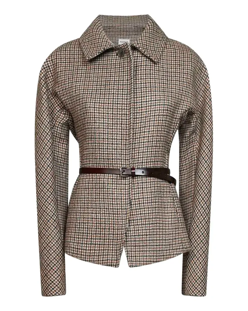 P.A.R.O.S.H. P.A.R.O H. houndstooth-pattern belted jacket - Nude Nude