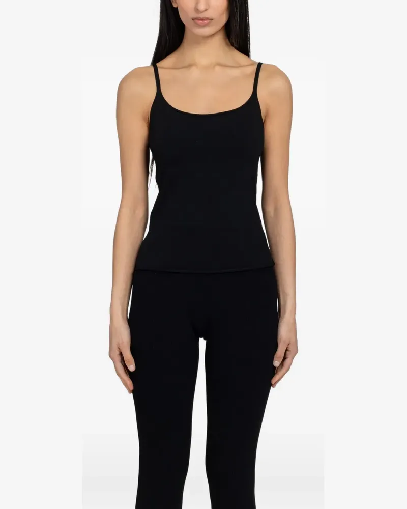 AMOMENTO ribbed top - Schwarz Schwarz