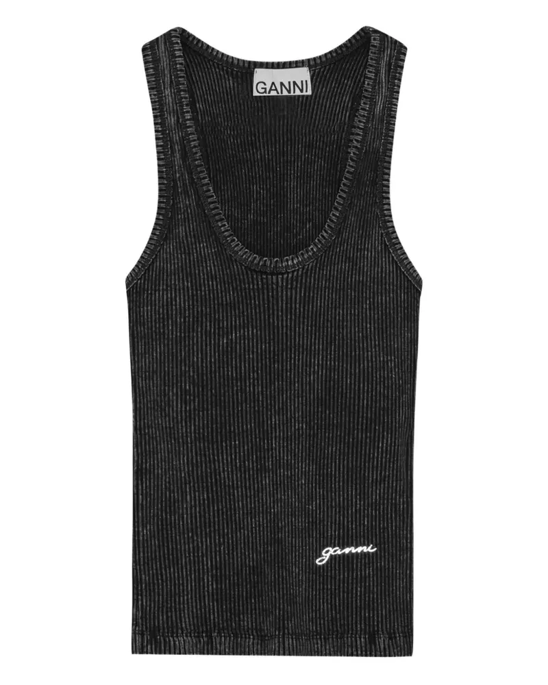 Ganni Geripptes Tanktop - Schwarz Schwarz