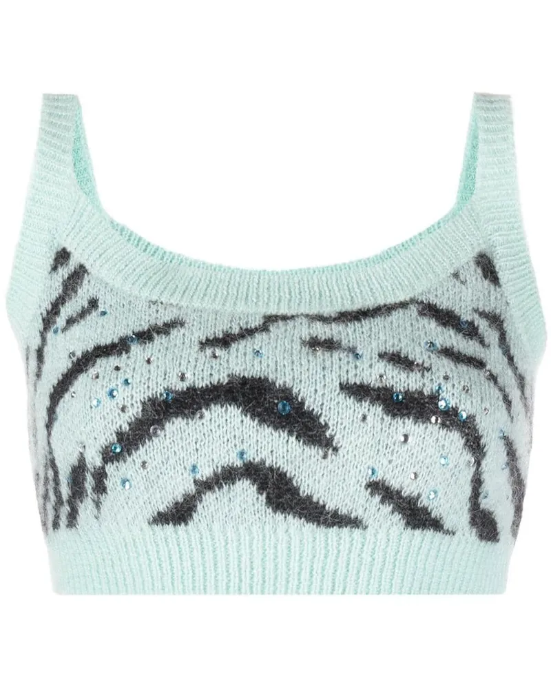 Alessandra Rich Cropped-Top mit Zebramuster - Blau Blau