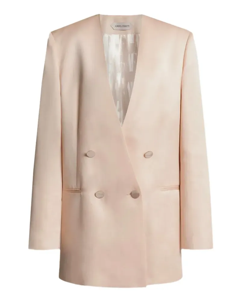 Alberta Ferretti double-breasted V-neck blazer - Nude Nude