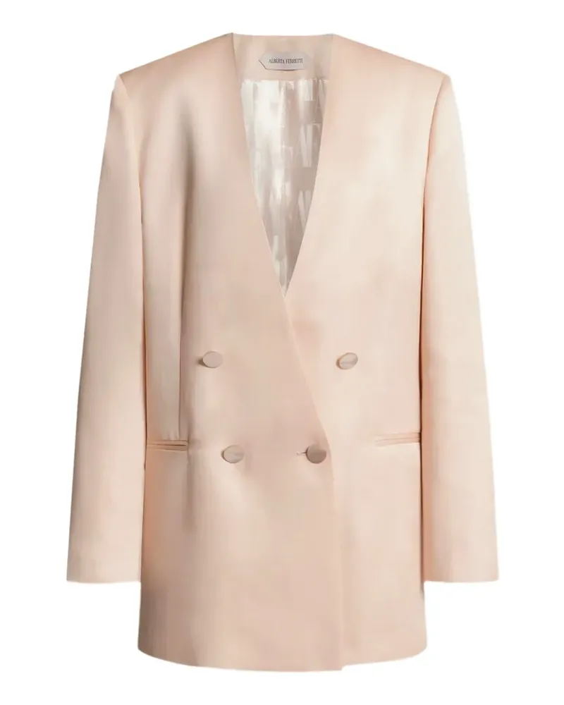 Alberta Ferretti double-breasted V-neck blazer - Nude Nude